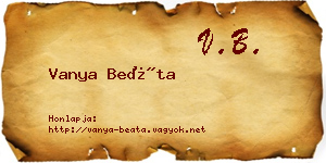 Vanya Beáta névjegykártya